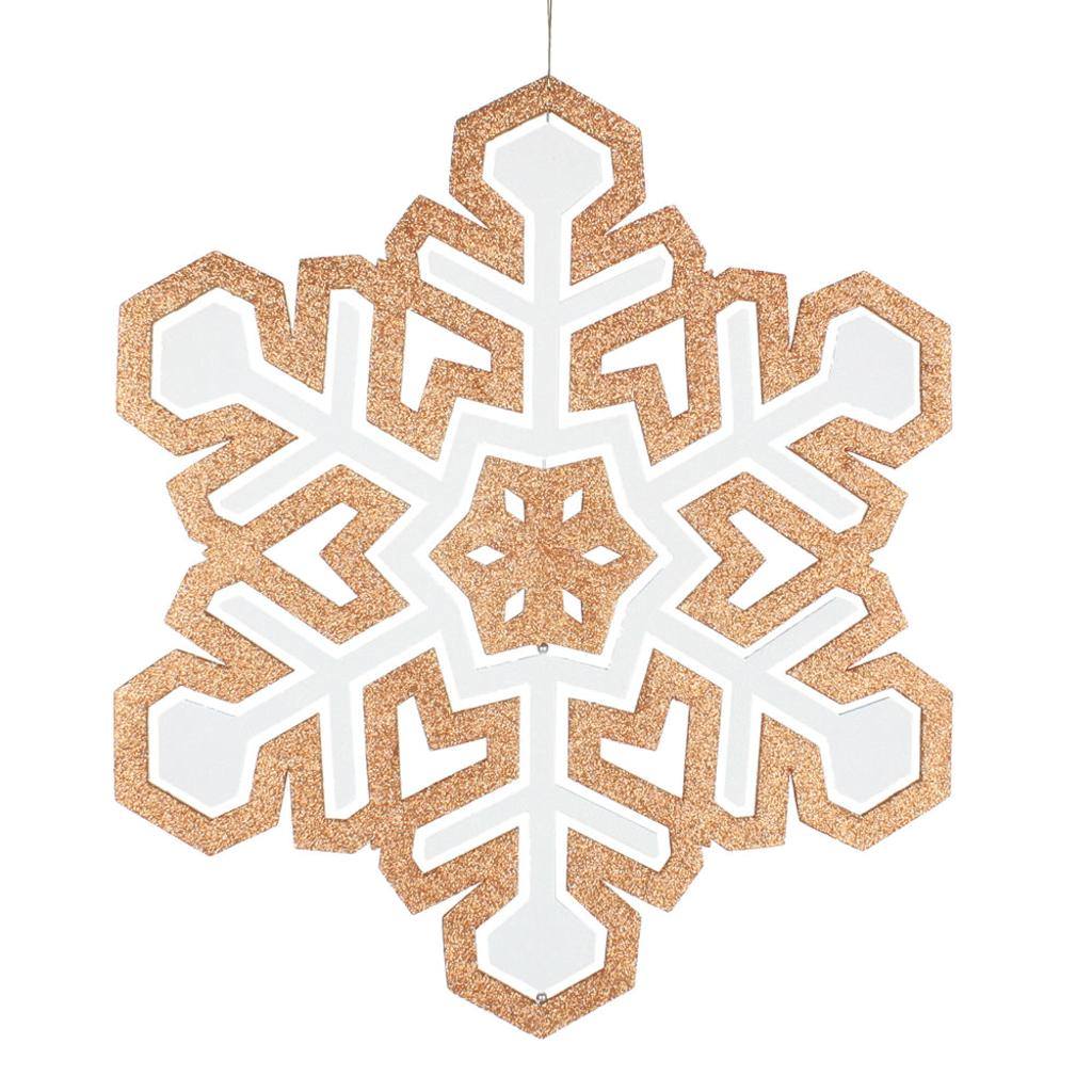 25" Rose Gold / White 3D Glitter Snowflake Ornament 1