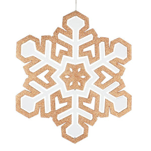 25" Rose Gold / White 3D Glitter Snowflake Ornament 1