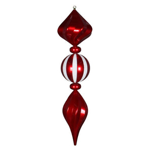 36" Red / White Candy Swirl Finial Ornament 1