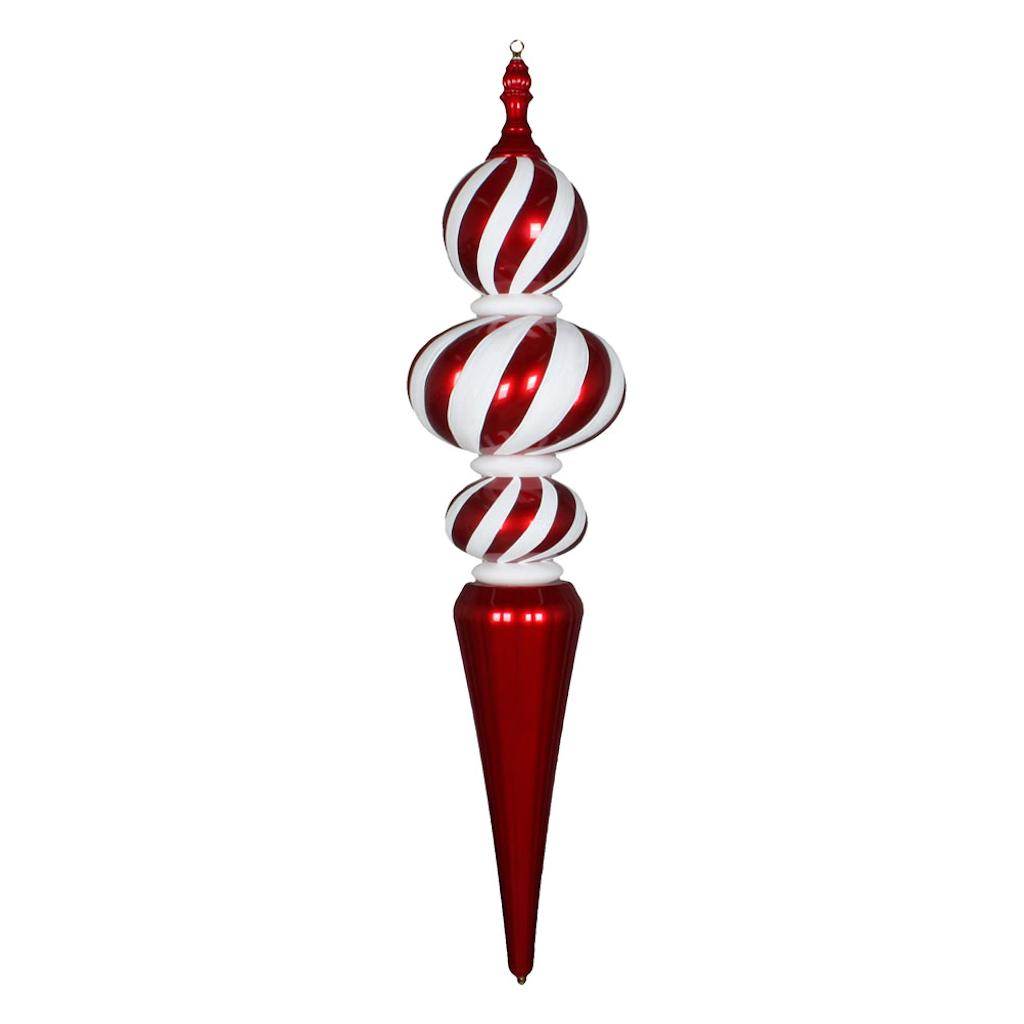 51" Red / White Candy Stripe Jumbo Finial Ornament 1