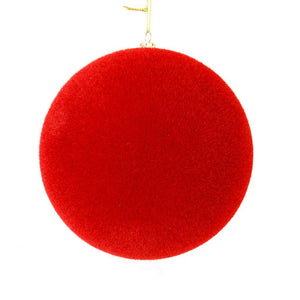10" Red Flocked Ball Ornament 1