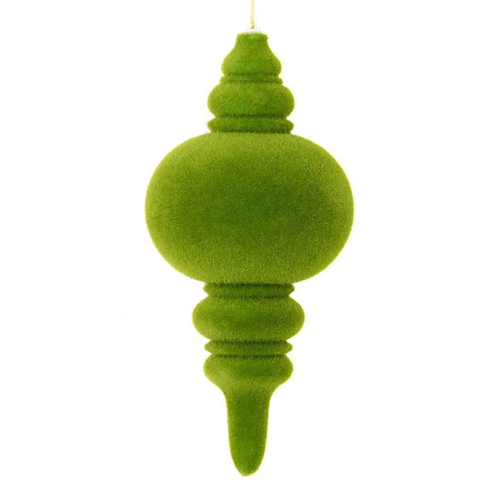 10" Moss Green Flocked Finial Ornament (3 pack) 1