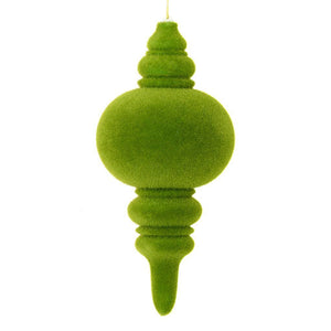 10" Moss Green Flocked Finial Ornament (3 pack) 1