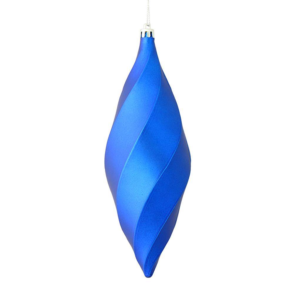 8" Blue Matte Swirl Finial Ornament (6 pack) 1