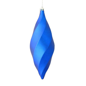 8" Blue Matte Swirl Finial Ornament (6 pack) 1