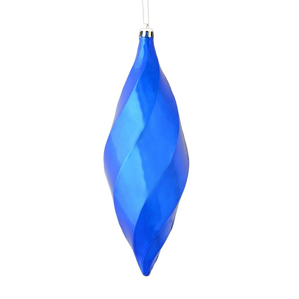 8" Blue Shiny Swirl Finial Ornament (6 pack) 1