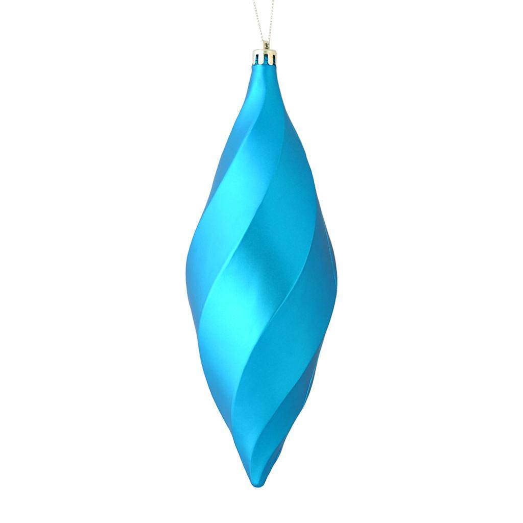 8" Turquoise Matte Swirl Finial Ornament (6 pack) 1