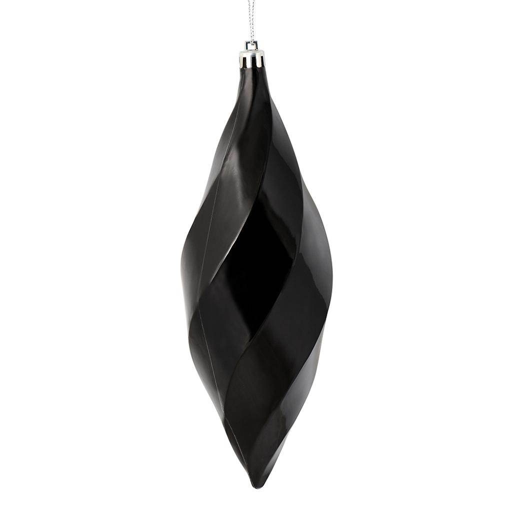 8" Black Shiny Swirl Finial Ornament (6 pack) 1