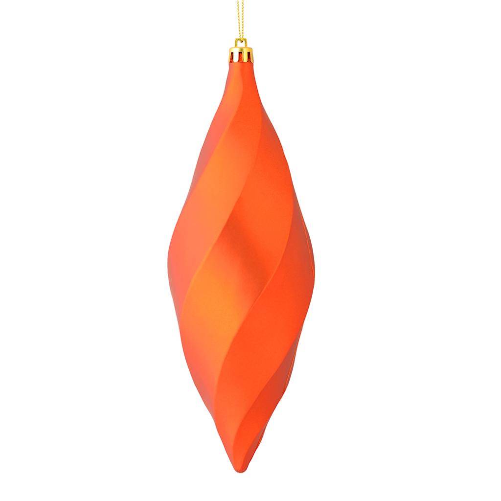 8" Burnished Orange Matte Swirl Finial Ornament (6 pack) 1