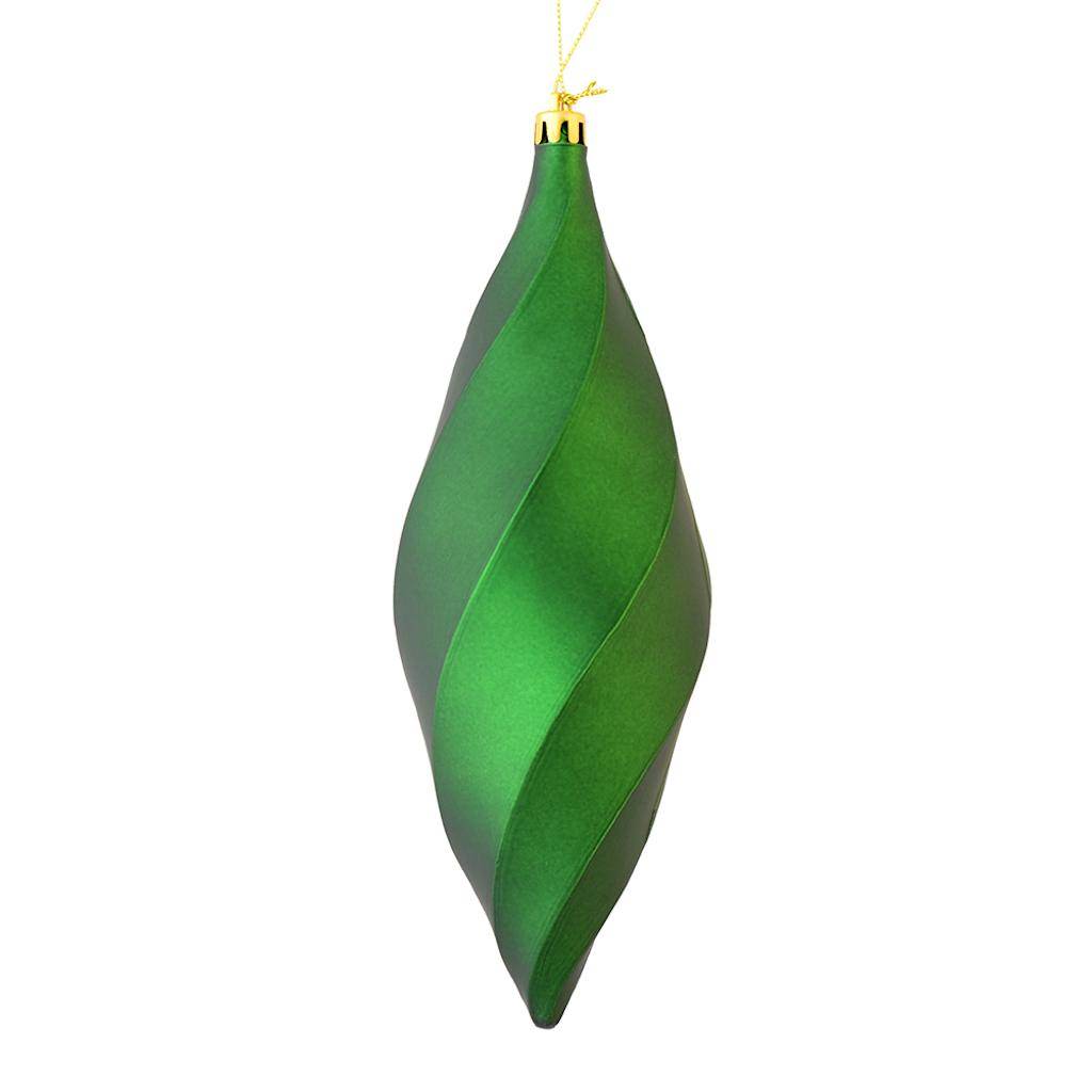 8" Emerald Matte Swirl Finial Ornament (6 pack) 1