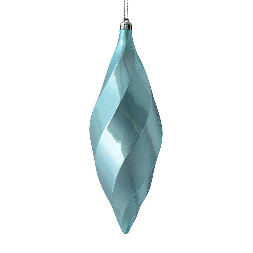 8" Baby Blue Shiny Swirl Finial Ornament (6 pack) 1
