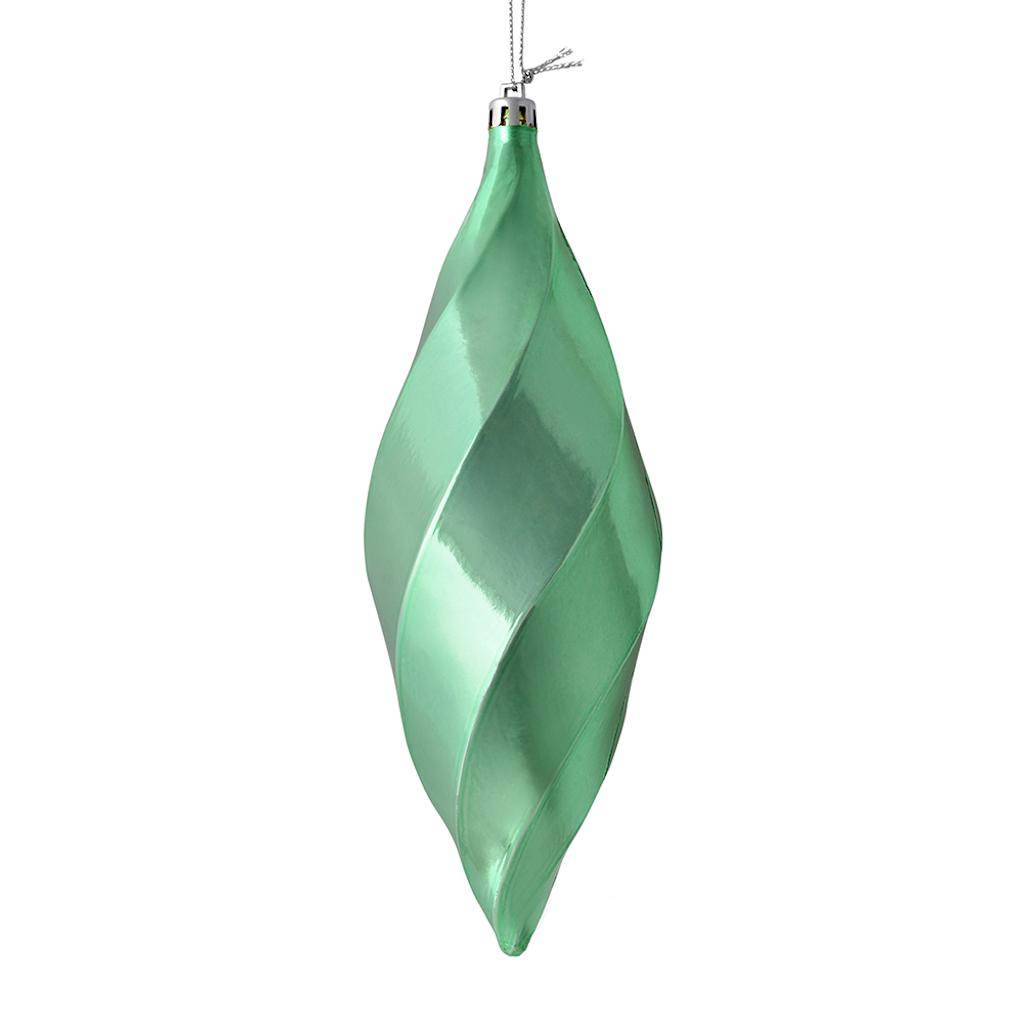 8" Seafoam Green Shiny Swirl Finial Ornament (6 pack) 1