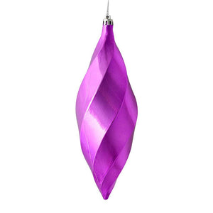 8" Orchid Shiny Swirl Finial Ornament (6 pack) 1