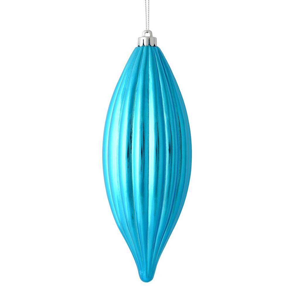 8" Turquoise Shiny Line Finial Ornament (4 pack) 1