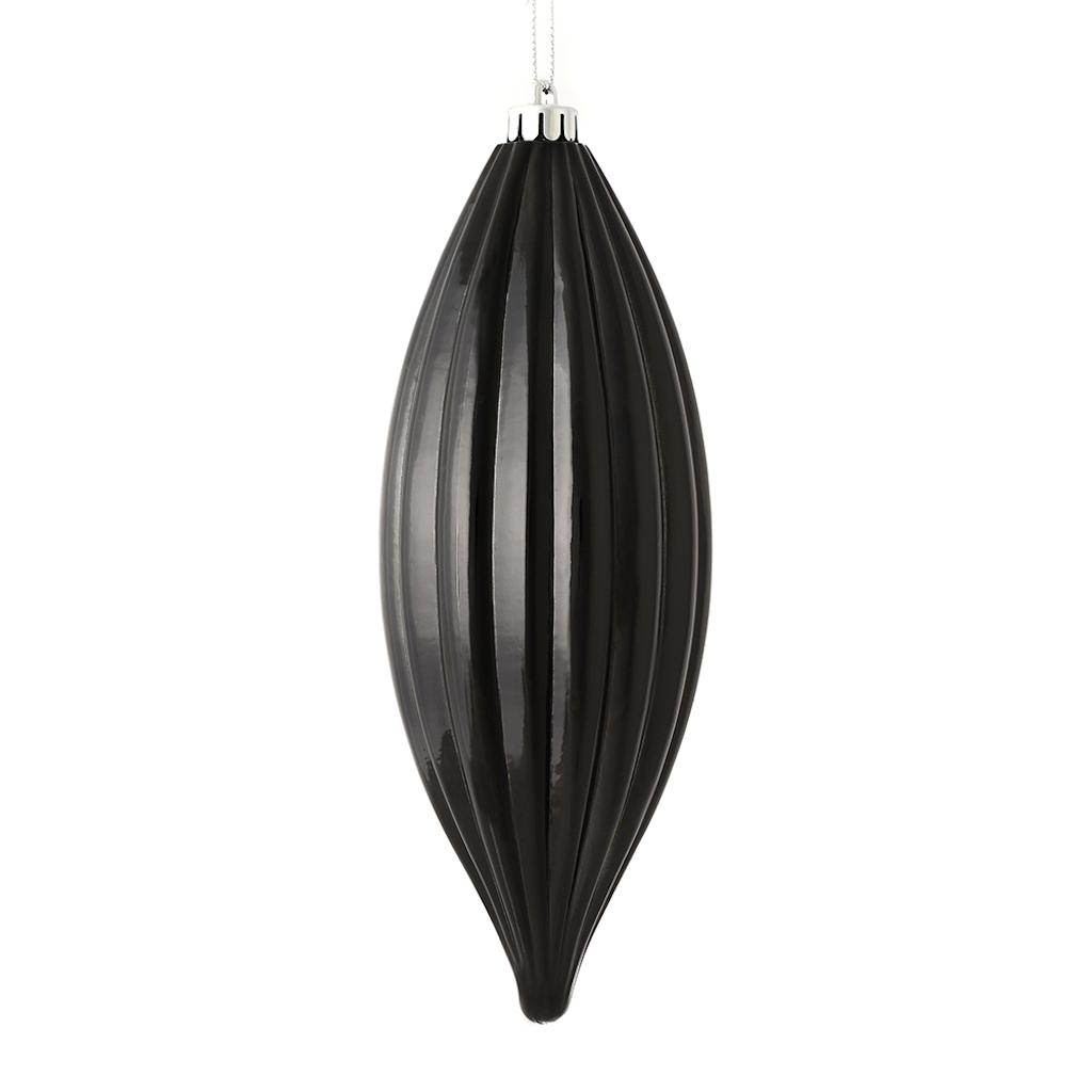8" Black Shiny Line Finial Ornament (4 pack) 1