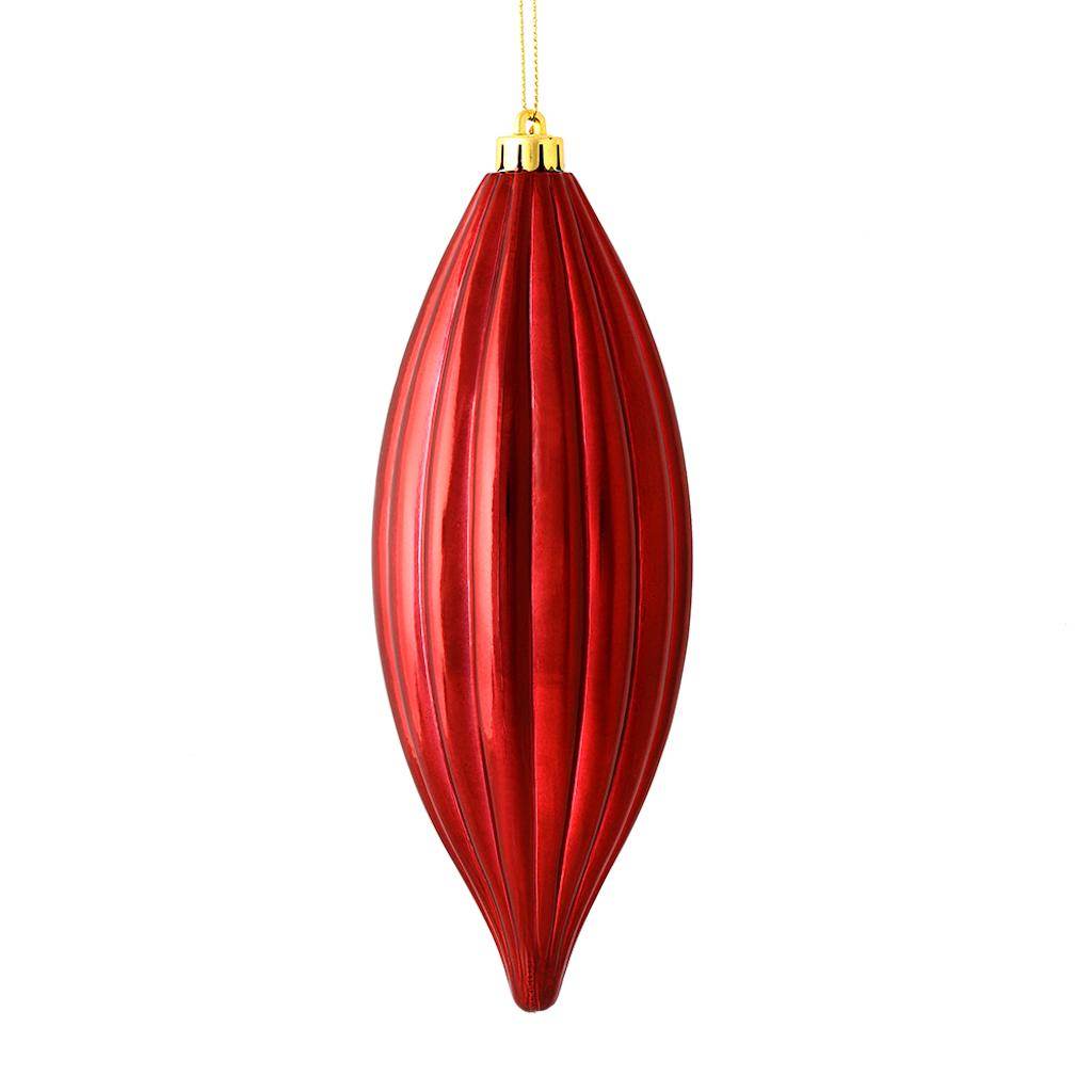 8" Wine Shiny Line Finial Ornament (4 pack) 1