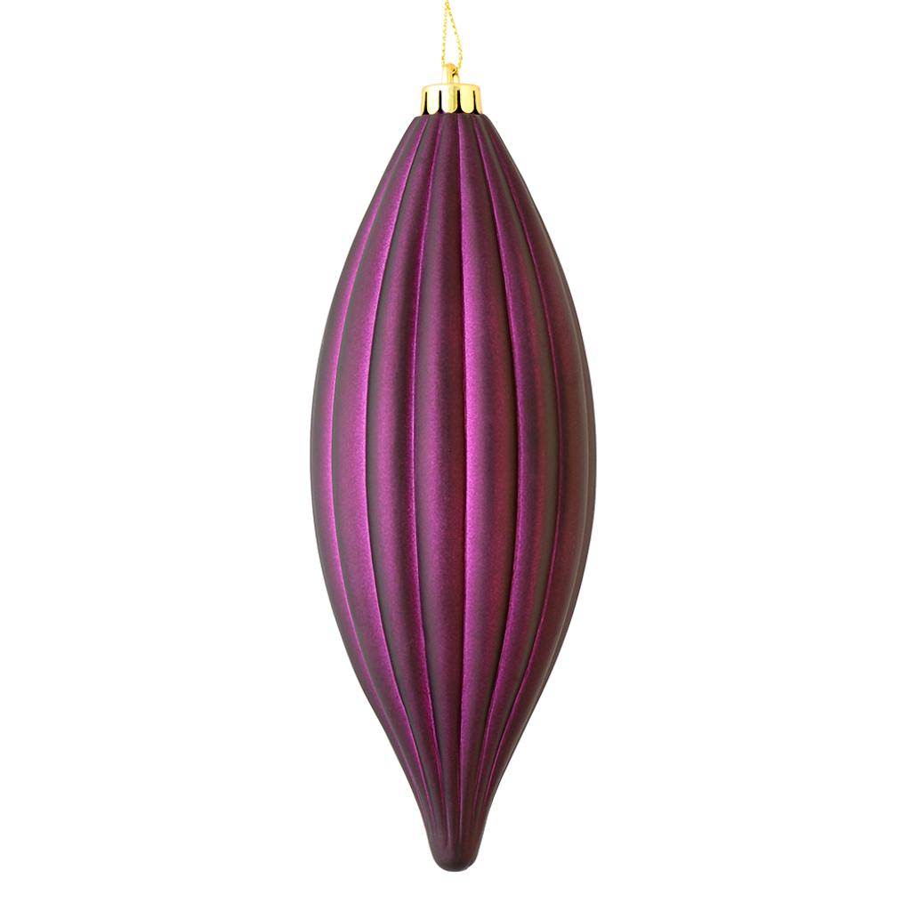 8" Plum Matte Line Finial Ornament (4 pack) 1