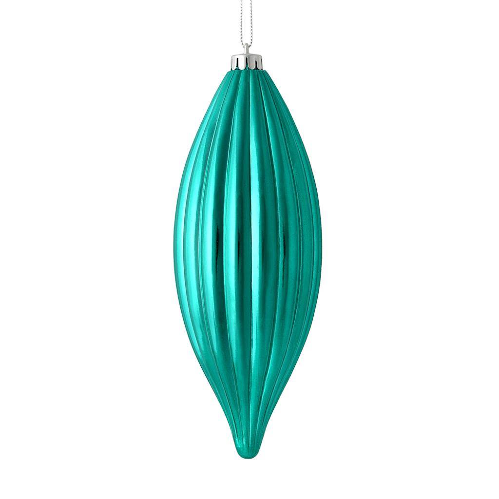 8" Teal Shiny Line Finial Ornament (4 pack) 1