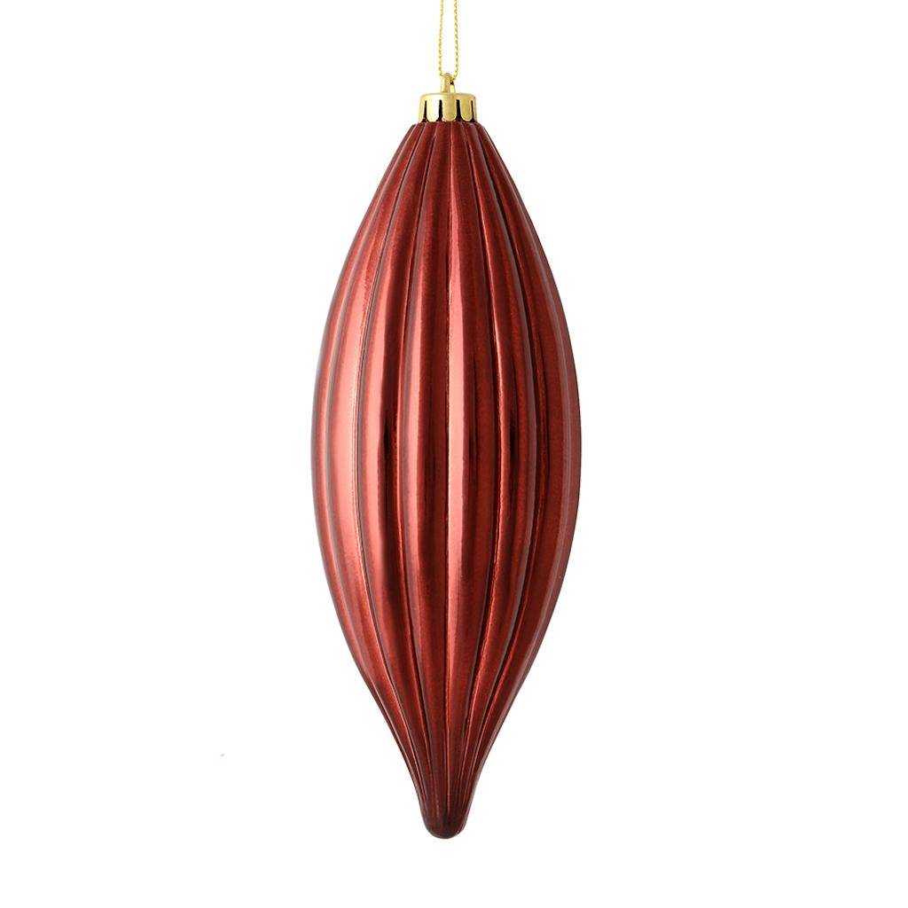 8" Burgundy Shiny Line Finial Ornament (4 pack) 1