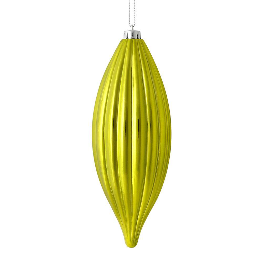 8" Lime Shiny Line Finial Ornament (4 pack) 1
