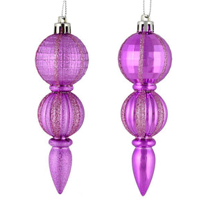 5" Orchid Glitter/Matte Finial Ornament (set of 6) 1