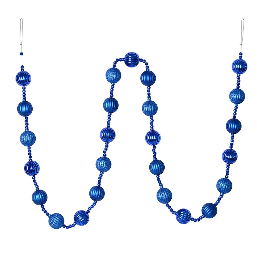 6' Blue Stripe Ball Ornament Garland 1