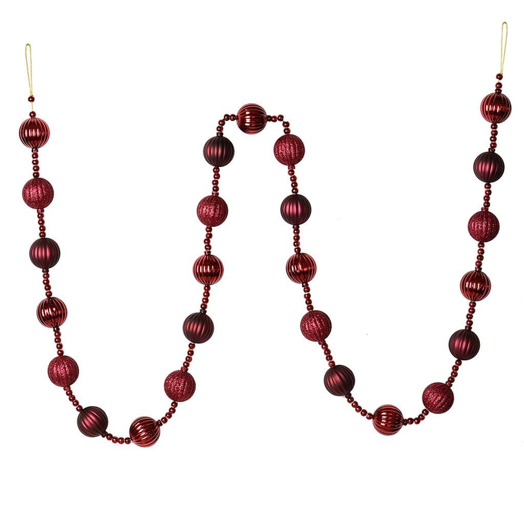 6' Wine Stripe Ball Ornament Garland 1