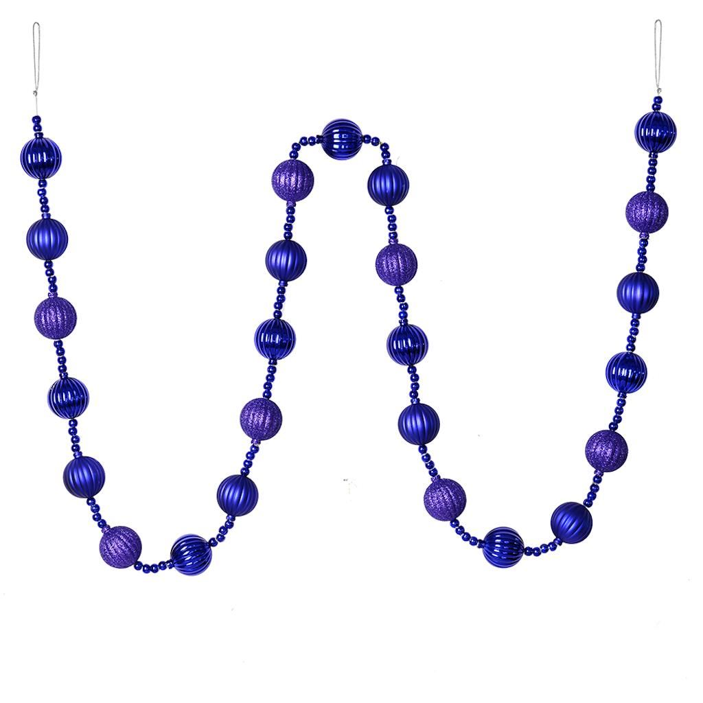 6' Purple Stripe Ball Ornament Garland 1