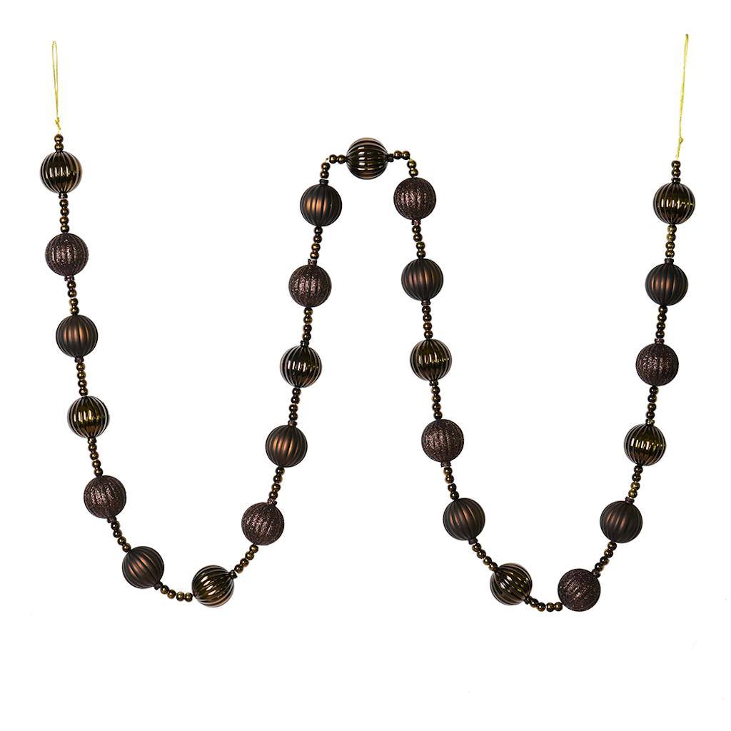 6' Chocolate Stripe Ball Ornament Garland 1