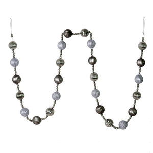 6' Pewter Stripe Ball Ornament Garland 1