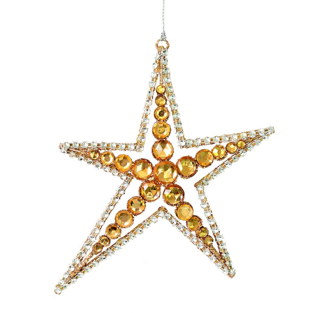 6" Rose Gold Jewel Metal Sea Star Ornament (3 pack) 1
