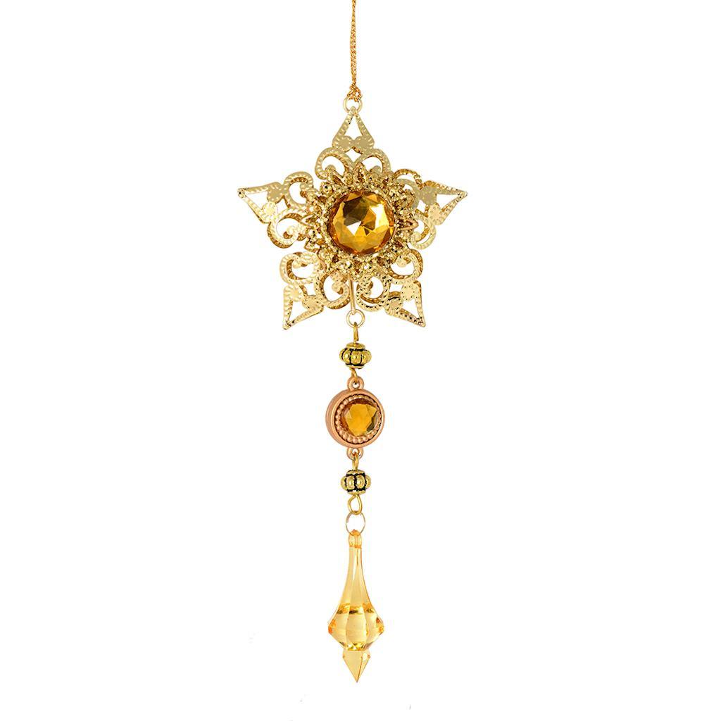 6.5" Champagne Metal Star Dangle Ornament (2 pack) 1