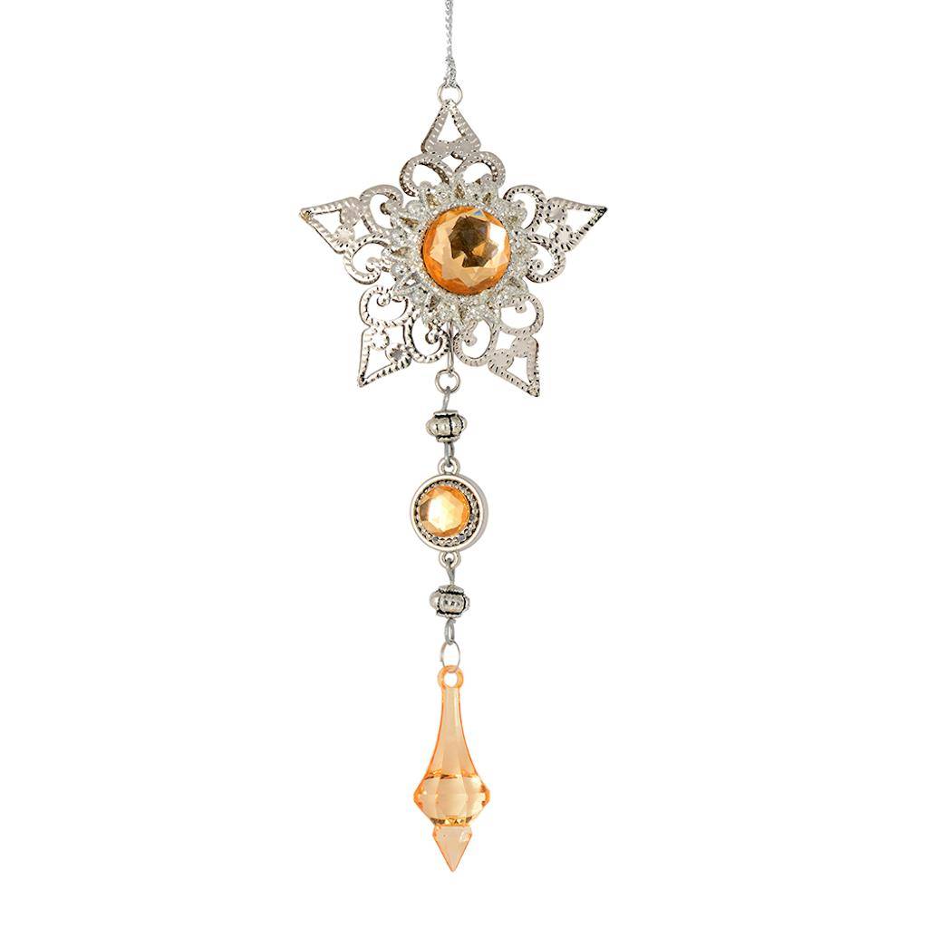 6.5" Rose Gold Metal Star Dangle Ornament (2 pack) 1
