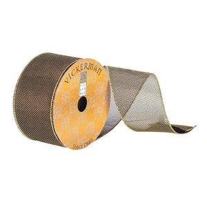 2.5" x 10Yd Gold / Black Embeveled Wired Ribbon 1