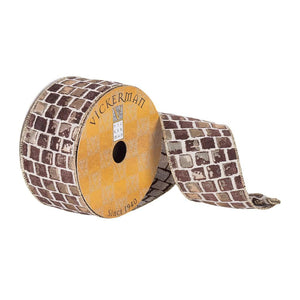 2.5" x 10Yd Brown / White Rustic Checkered Wired Ribbon 1