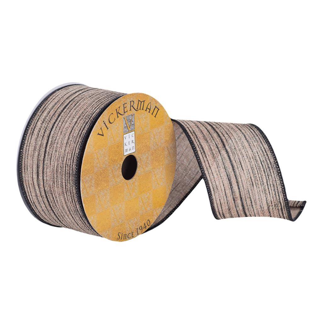2.5" x 10Yd Green Woven Dupion Wired Ribbon 1