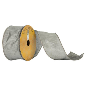 2.5" x 10Yd Silver Woven Dupion Ribbon 1