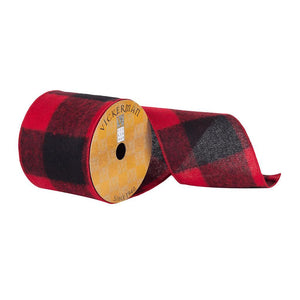 4" x 10Yd Red / Black Soft Plaid Ribbon 1