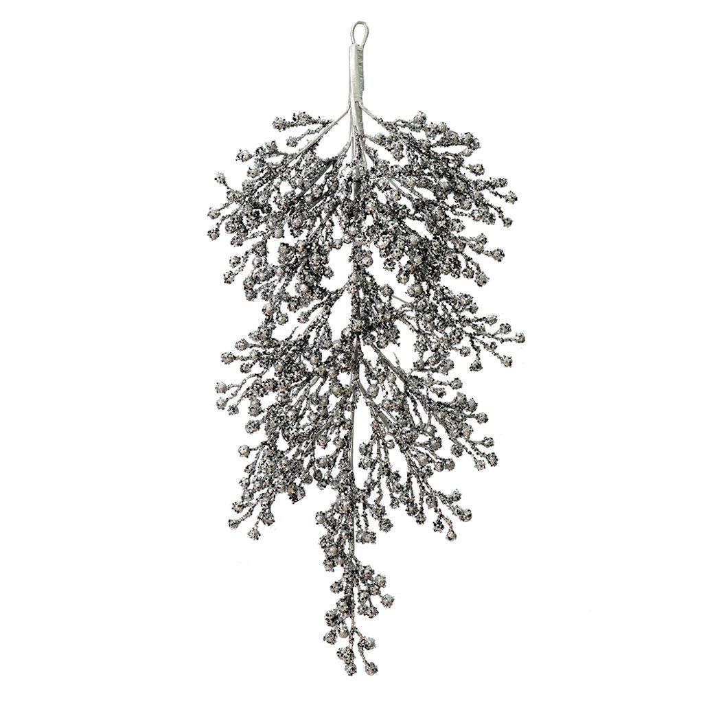 33" Artificial Pewter Glitter Berry Teardrop 1