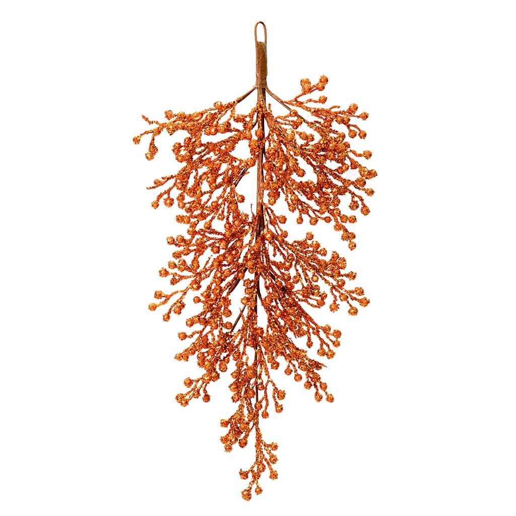 33" Artificial Copper Glitter Berry Teardrop 1