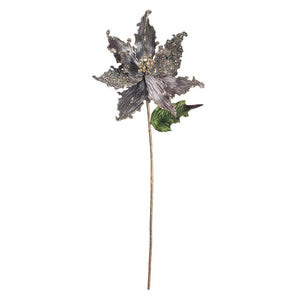 20" Silver Poinsettia 12" Flower Pick (3 pack) 1