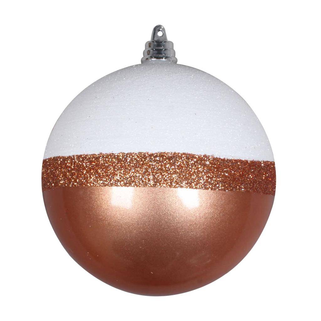 4" Rose Gold / White Glitter Candy Ball Ornament (6 pack) 1