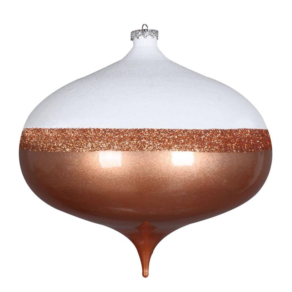 8" Rose Gold Candy/White Glitter Onion Ornament 1