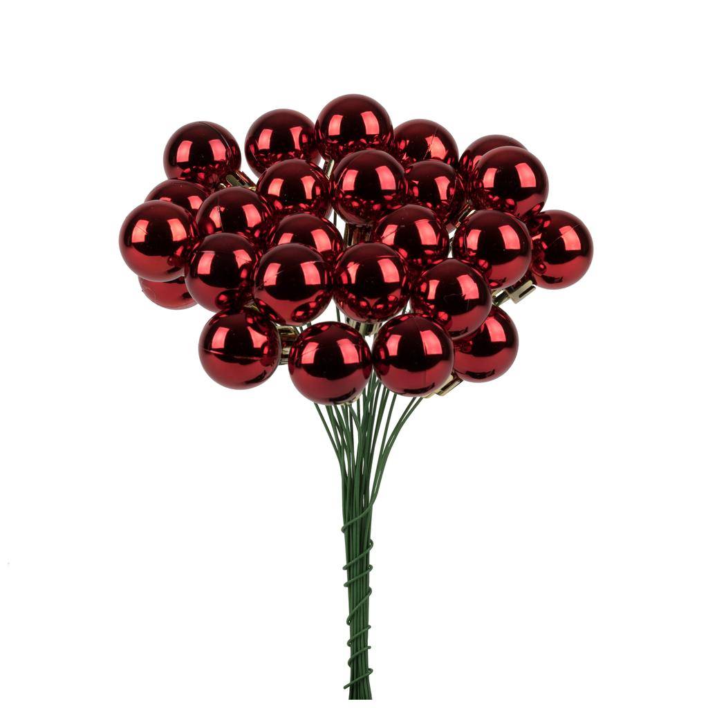 6" x 1" Red Shiny Ball Ornament Pick (2 pack) 1