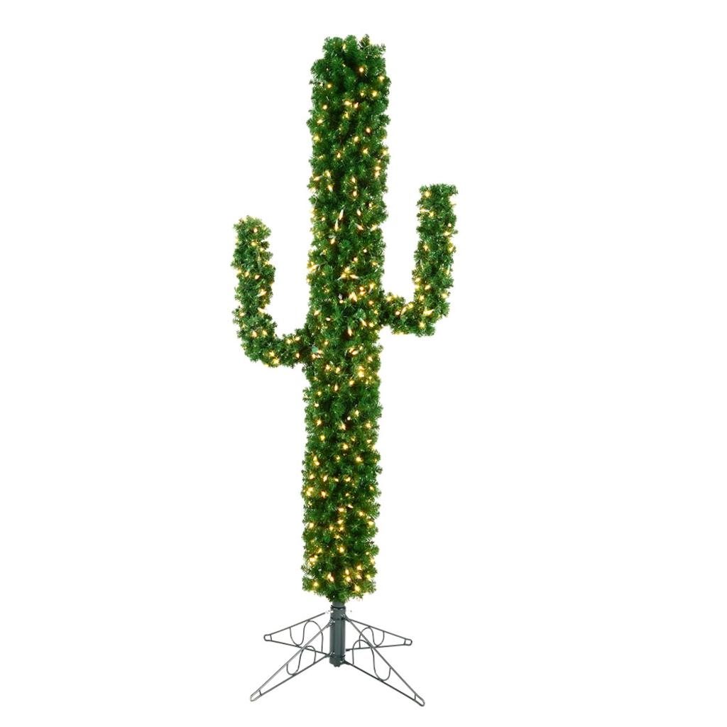 7.5' Cactus Pine Tree 500 Warm White LED Lights 1