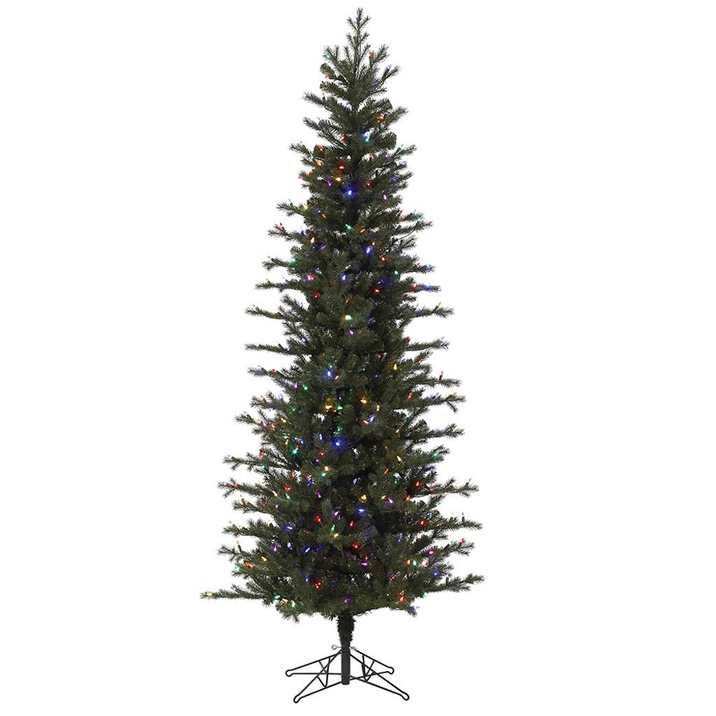 12' x 59" Artificial Hillside Pencil Spruce 1000 Multi-Color LED Lights 1