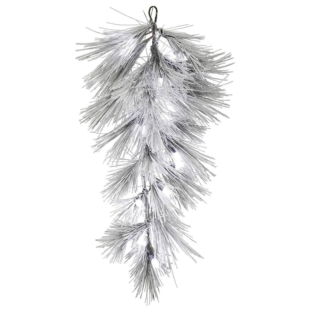 32" Artificial Flocked Alder Long Needle Pine Teardrop 15 Frosted C7 LED Lights 1
