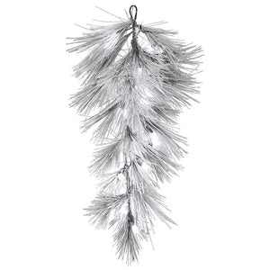 32" Artificial Flocked Alder Long Needle Pine Teardrop 15 Frosted C7 LED Lights 1
