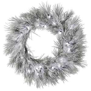 60" Artificial Flocked Alder Needle Pine Wreath 120 Frosted White C7 LED Lights 1