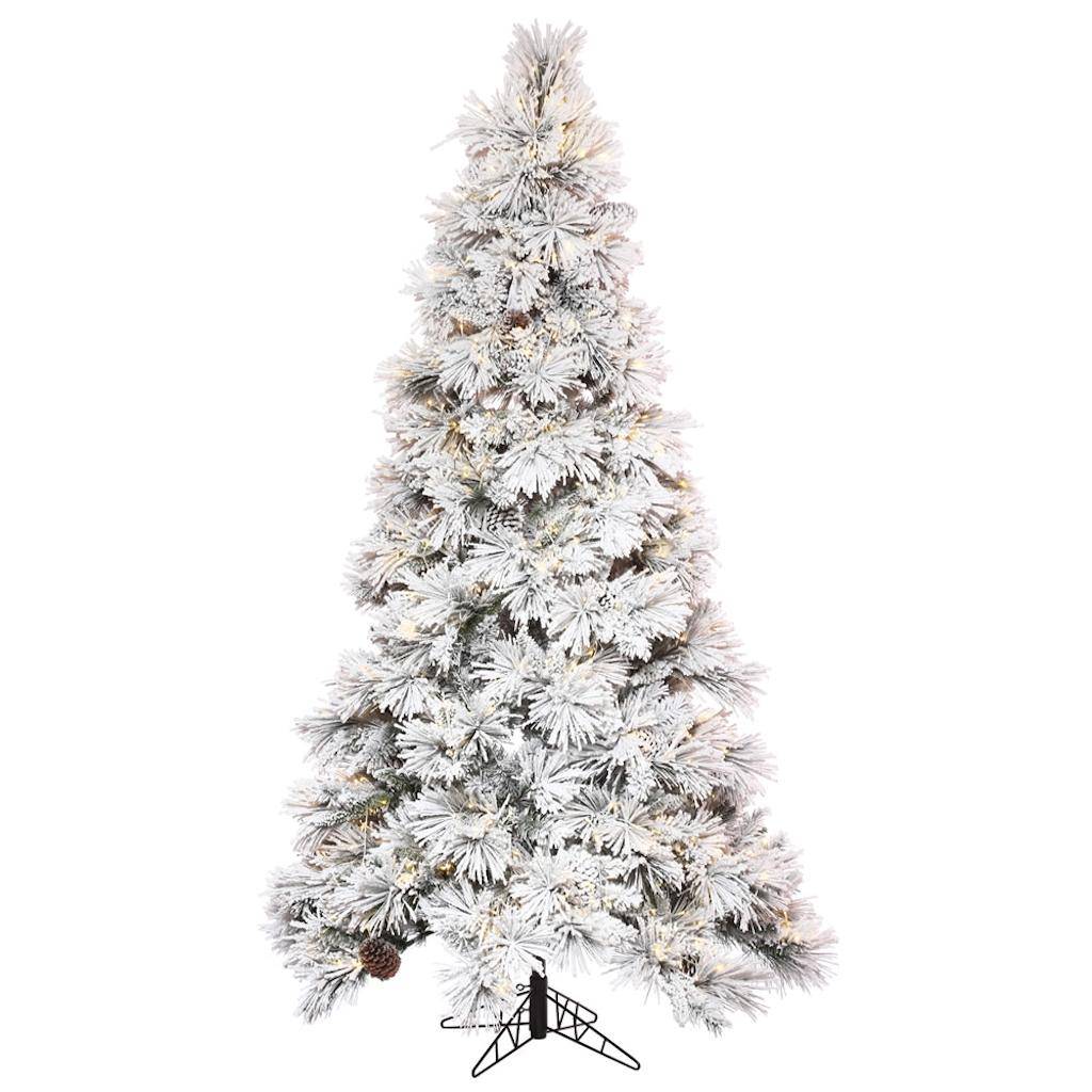 7.5' x 37" Artificial Flocked Atka Pine 750 Warm White LED Lights 1